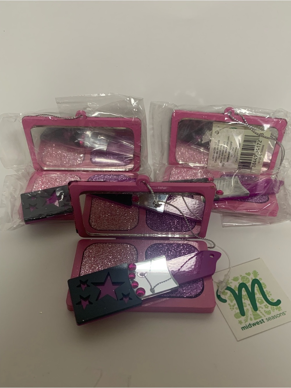 Pink & Purple Glitter Eyeshadow Compact with Mirror Ornament